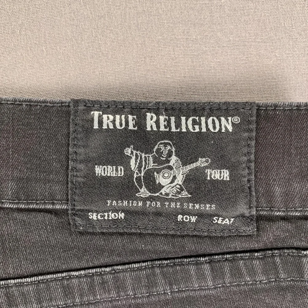 True Religion Geno‎ Jeans Mens 38x34 Black Relaxed Slim Straight Rinse Denim